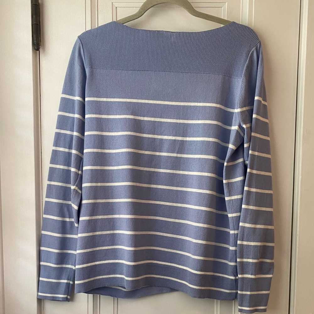 Gap for Good boatneck striped blue and white light cotton sweater L - Picture 5 of 5
